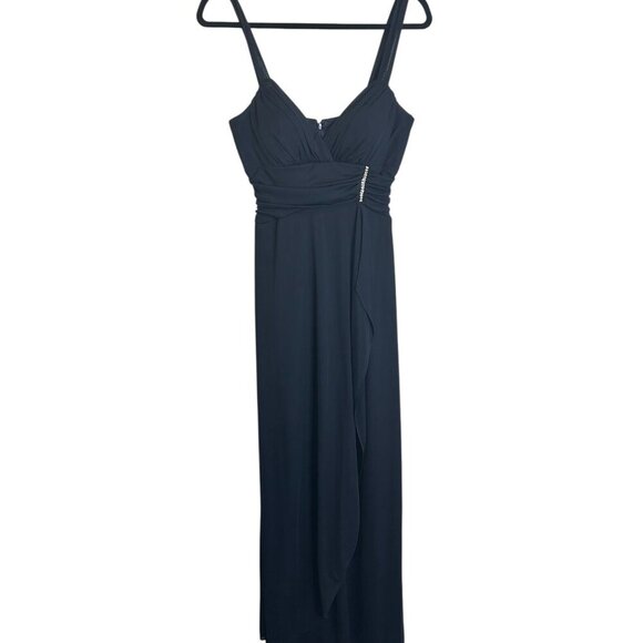 Vintage‎ Betsy & Adam Navy Blue Chiffon Prom Dress Sz 8 Formal Evening Gown - Picture 5 of 11